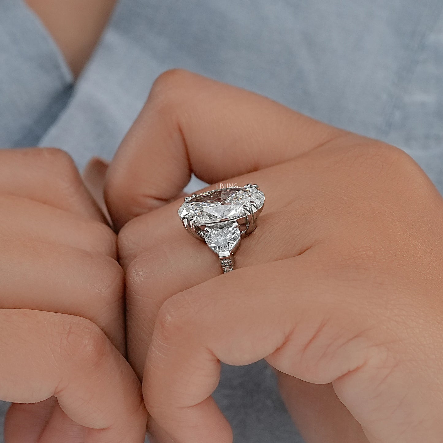 Oval And Heart Lab Grown Diamond Ring Solitaire Accent Ring