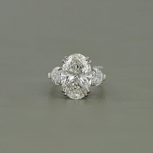 Oval And Heart Lab Grown Diamond Ring Solitaire Accent Ring