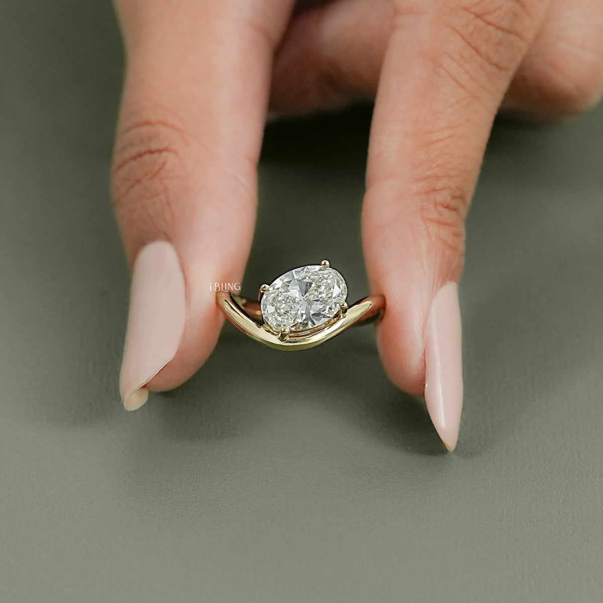 East West Oval Lab Diamond Solitaire Ring Ring