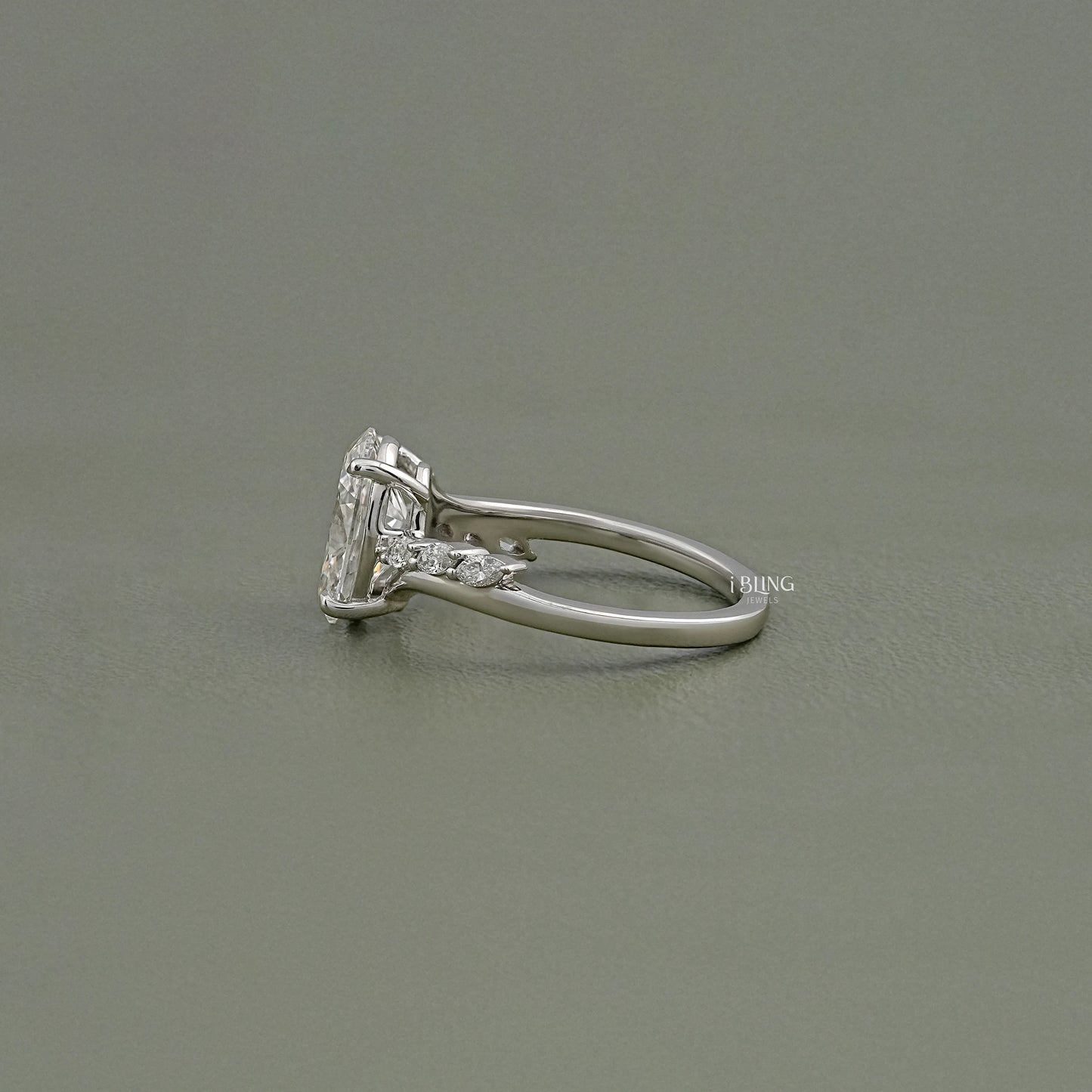 Oval Cut Diamond Solitaire Accent Engagement Ring Solitaire Accent Ring