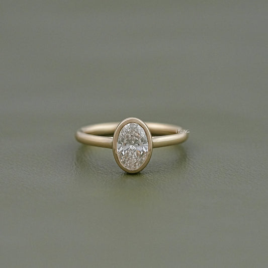 Bezel Oval Lab Diamond Solitaire Engagement Ring