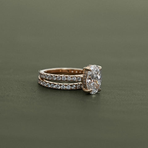 Oval Cut Lab Diamond Bridal Set Ring