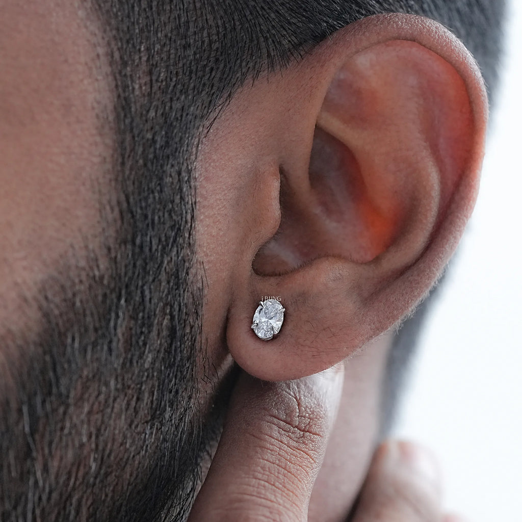 Oval Cut Diamond Screw Back Earrings