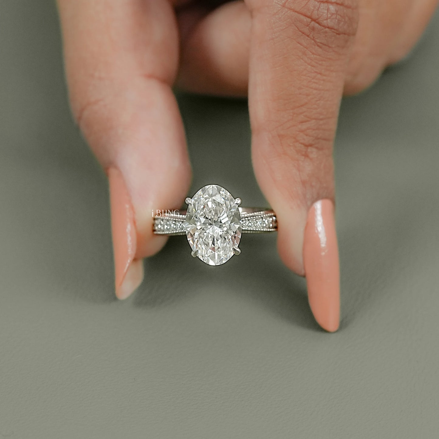 Oval Lab Diamond Solitaire Accent Filigree Ring Solitaire Accent Ring