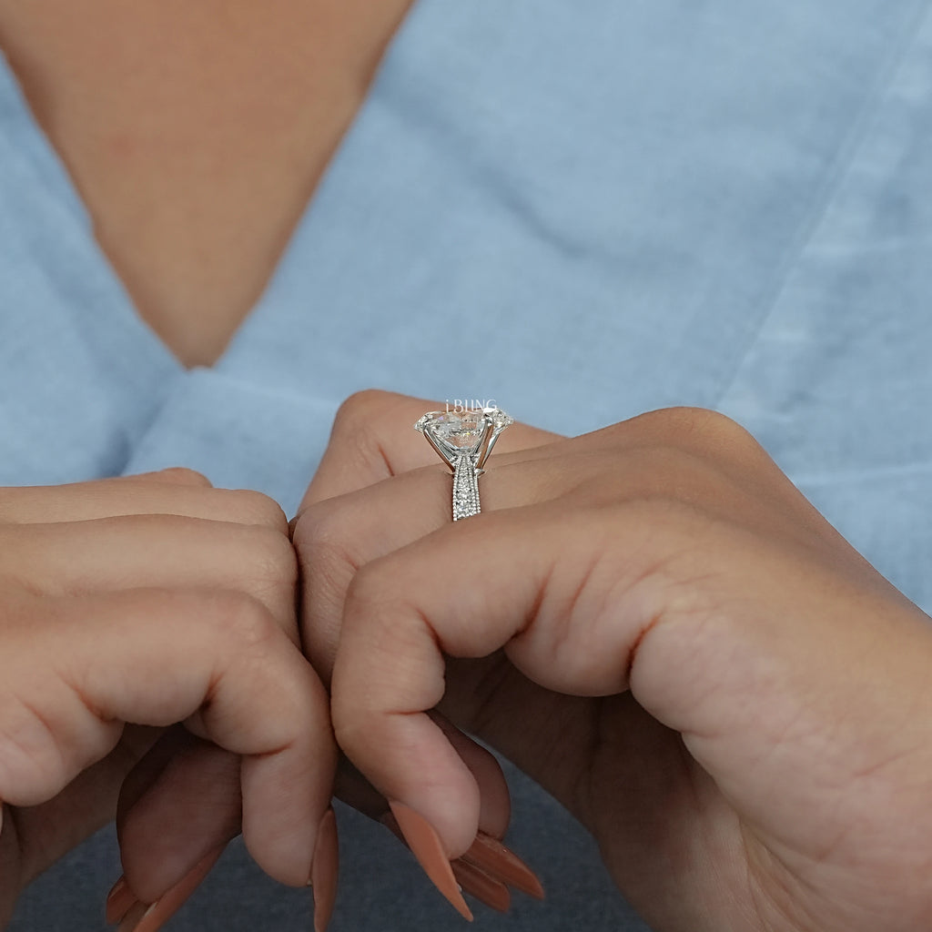 Oval Lab Diamond Solitaire Accent Filigree Ring