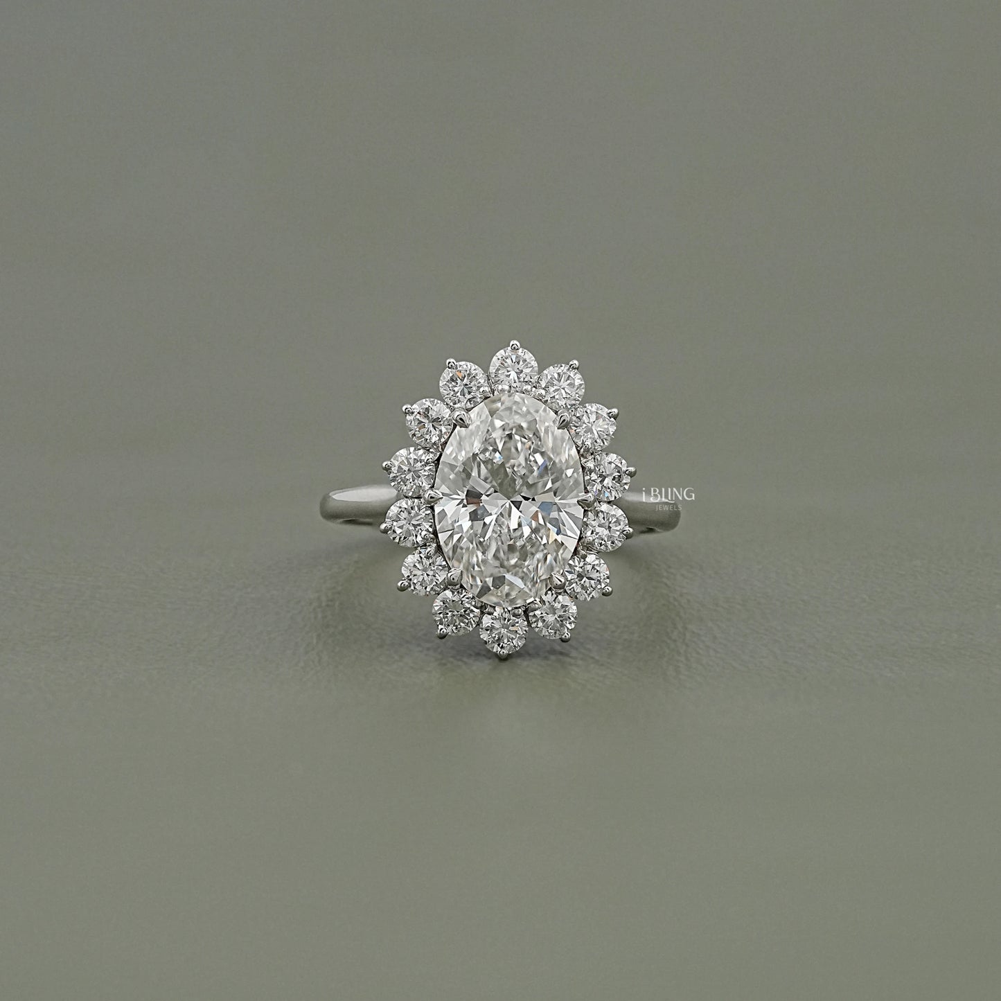 Oval Diamond Halo Solitaire Engagement Ring Solitaire Ring