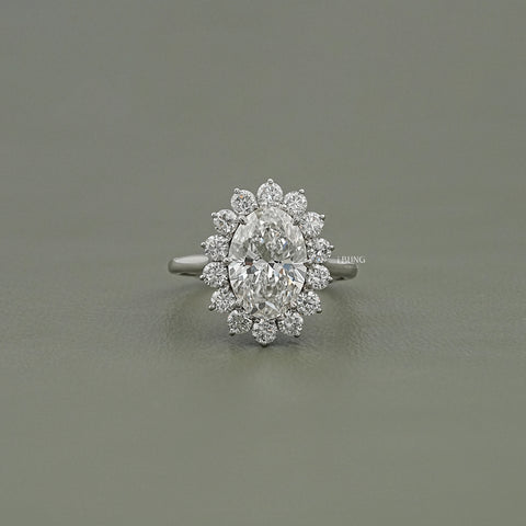 Oval Diamond Halo Solitaire Engagement Ring