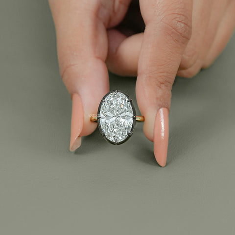 Georgian Style Oval Solitaire Lab Grown Diamond Ring