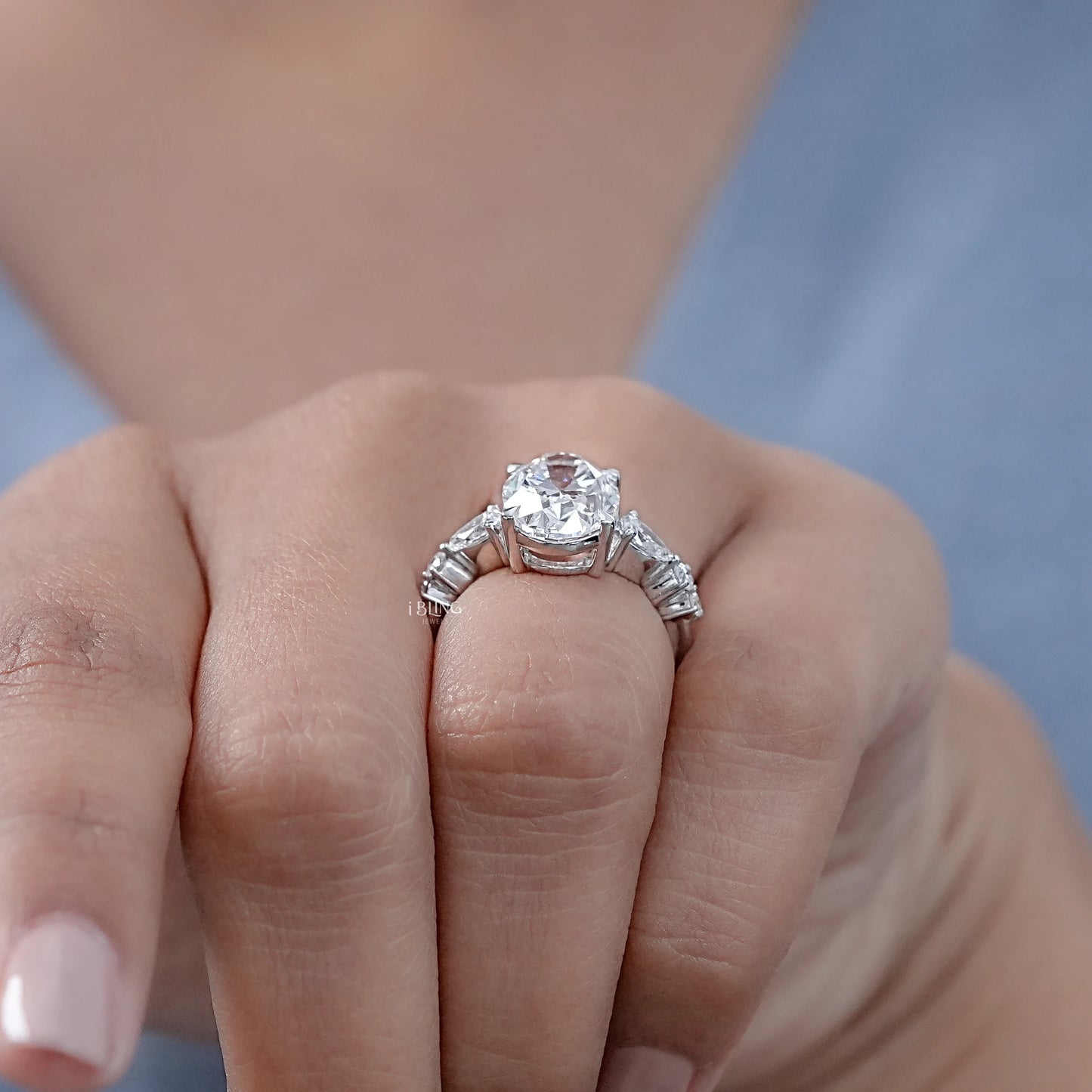 Oval Cut Lab Diamond Solitaire Accent Engagement Ring Solitaire Accent Ring