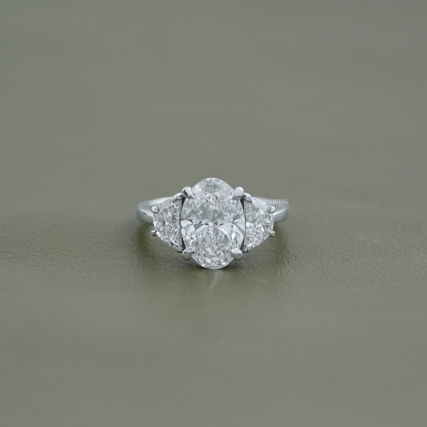 Oval Cut Diamond Three stone Engagement Ring Solitaire Ring