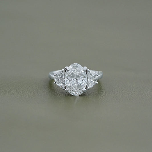 Oval Cut Diamond Three stone Engagement Ring Solitaire Ring