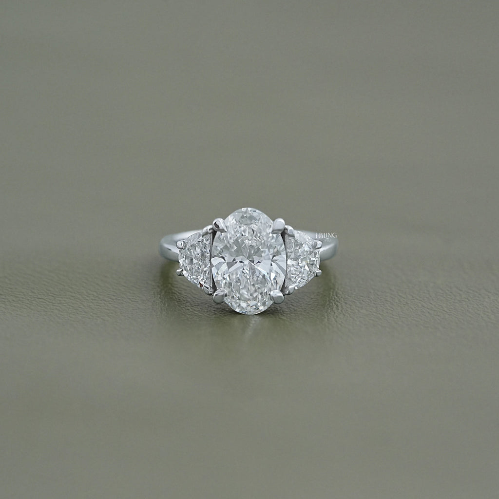 Oval Cut Diamond Three stone Engagement Ring