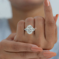 Oval Cut Three Stone Accent Diamond Ring