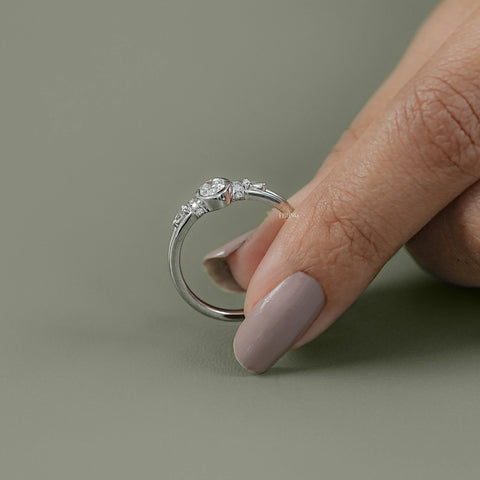 Oval Cut Lab Grown Diamond Three Stone Ring