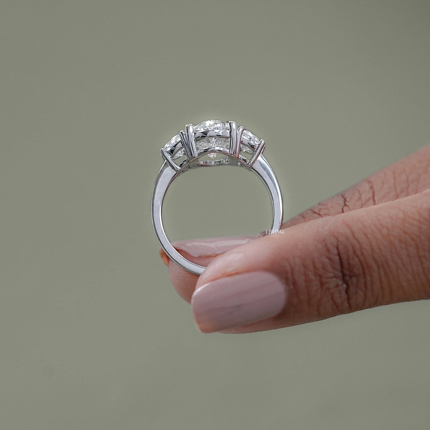 Oval Cut Diamond Three stone Engagement Ring Solitaire Ring