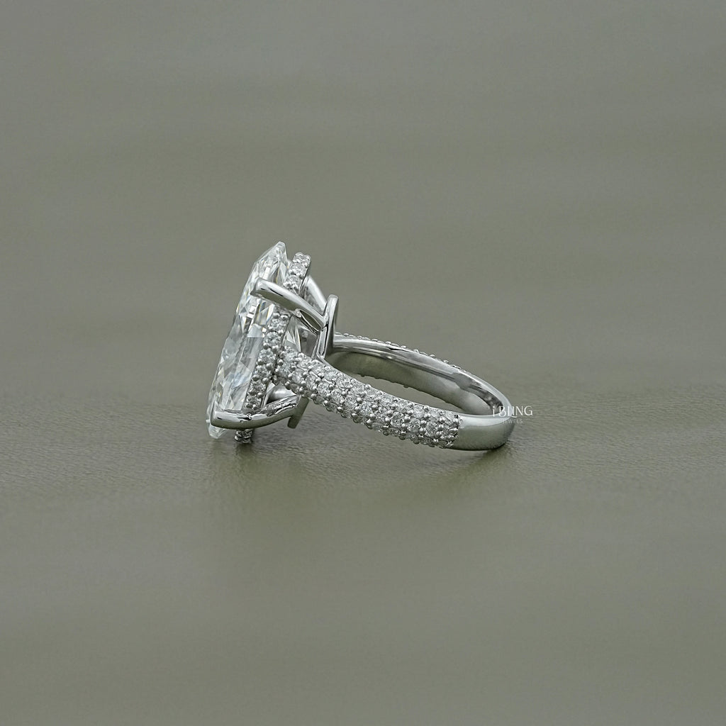 Oval Diamond Hidden Halo Pave Ring