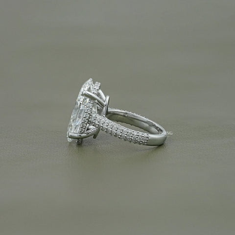 Oval Diamond Hidden Halo Pave Ring