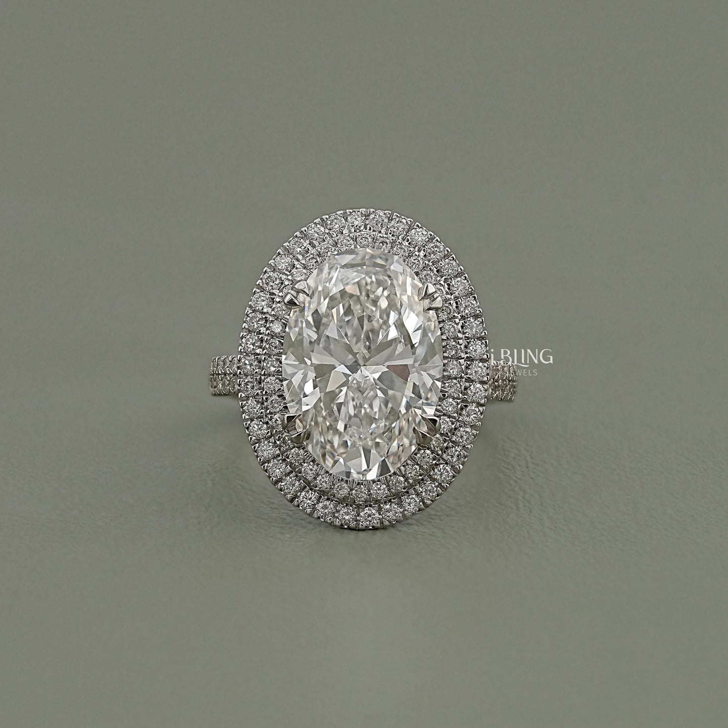 Oval Cut Double Halo Accent Diamond Ring Solitaire Accent Ring