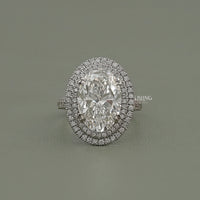 Oval Cut Double Halo Accent Diamond Ring