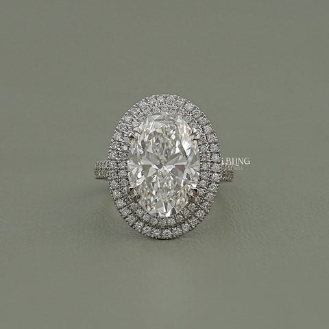 Oval Cut Double Halo Accent Diamond Ring