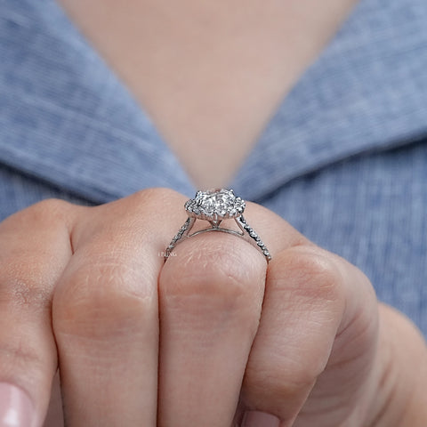 Oval Lab Diamond Halo Engagement Ring