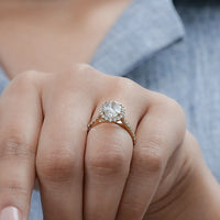 Oval Cut Lab Diamond Halo Accent Engagement Ring