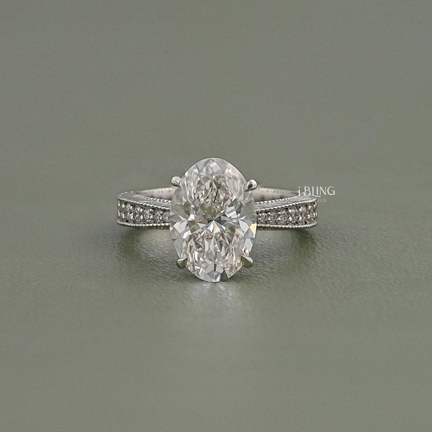 Oval Lab Diamond Solitaire Accent Filigree Ring Solitaire Accent Ring