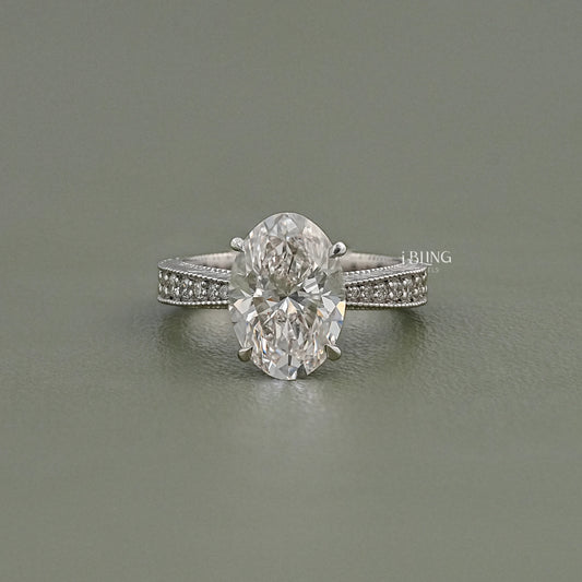 Oval Lab Diamond Solitaire Accent Filigree Ring Solitaire Accent Ring