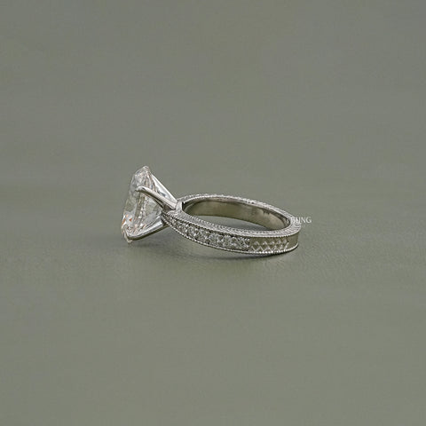 Oval Lab Diamond Solitaire Accent Filigree Ring