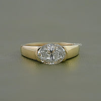 Oval Cut Diamond Half Bezel Set Solitaire Ring