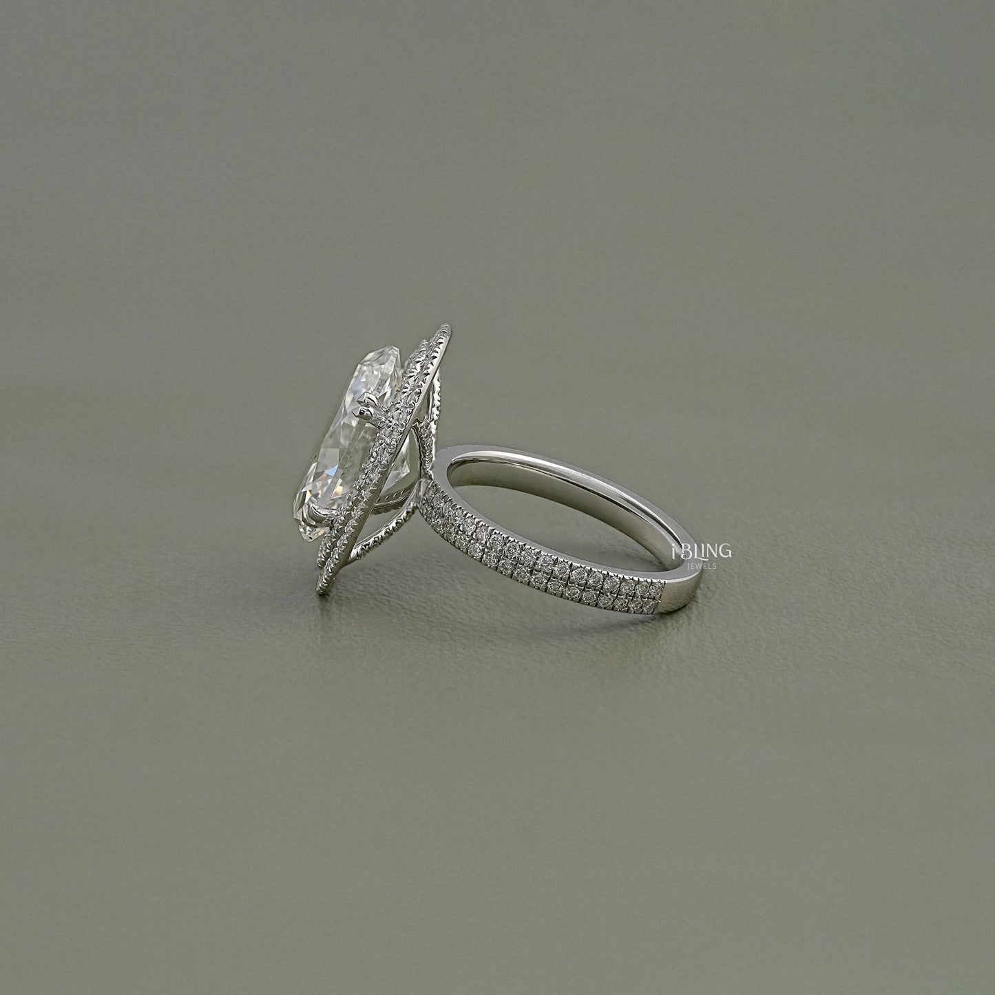 Oval Cut Double Halo Accent Diamond Ring Solitaire Accent Ring