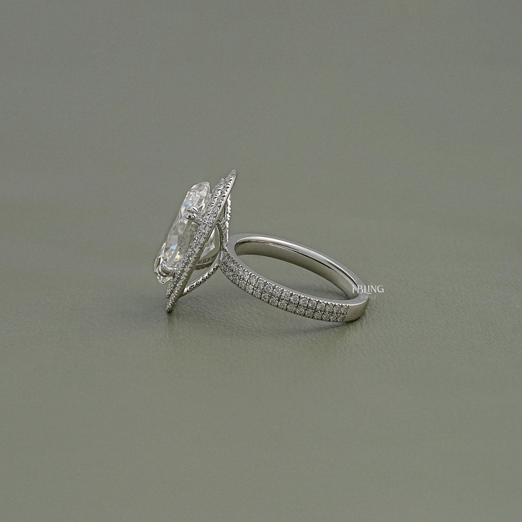 Oval Cut Double Halo Accent Diamond Ring