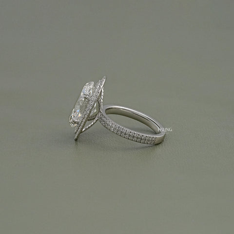 Oval Cut Double Halo Accent Diamond Ring