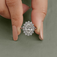 Oval Diamond Halo Solitaire Engagement Ring