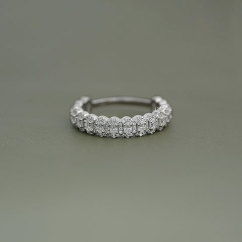 Oval Cut Lab Grown Diamond Halo Half Eternity Wedding Band