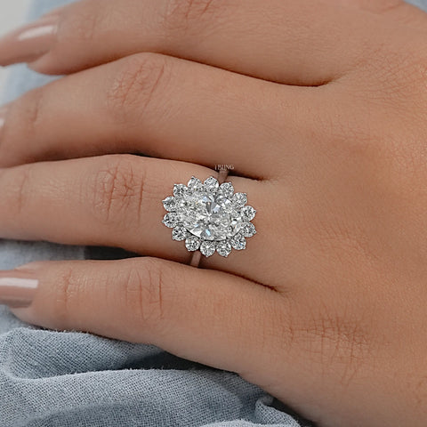 Oval Diamond Halo Solitaire Engagement Ring