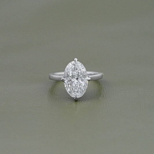 Oval Cut Hidden Halo Solitaire Engagement Ring