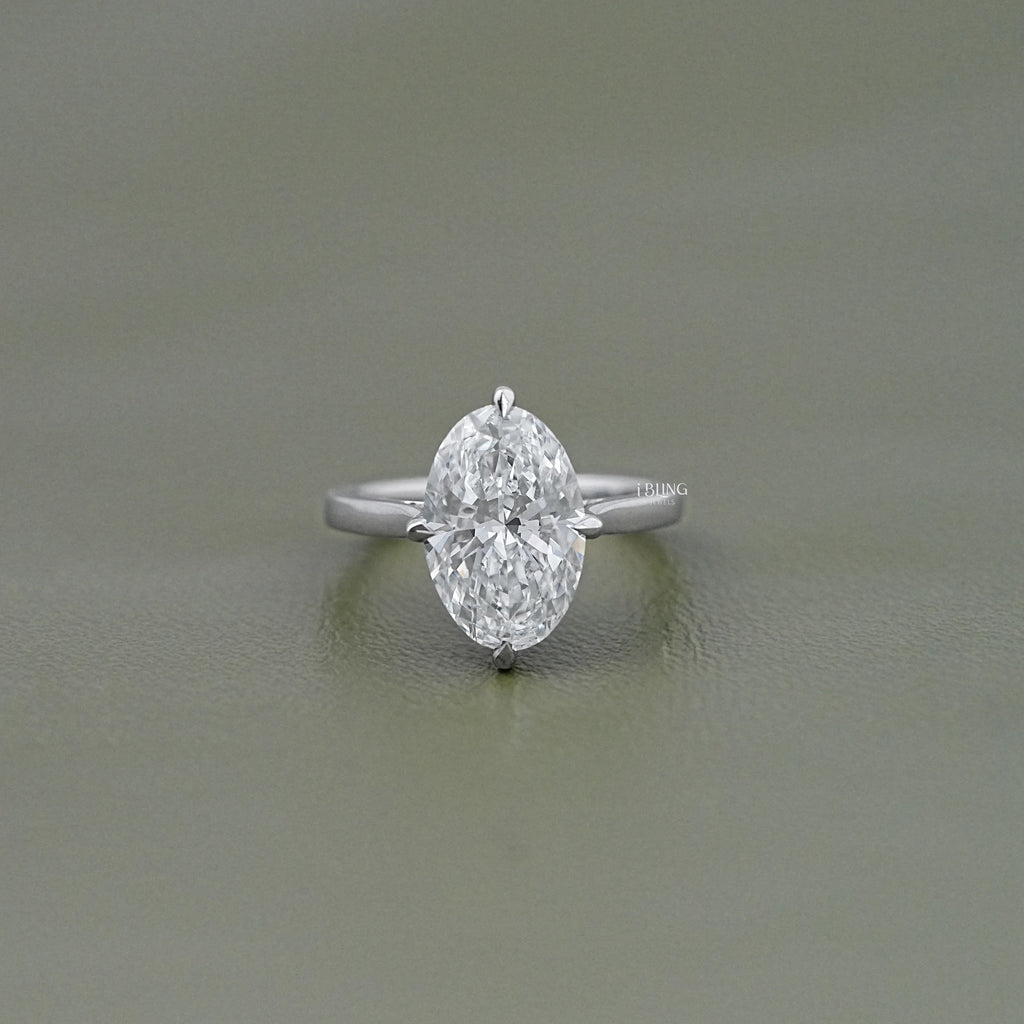 Oval Cut Hidden Halo Solitaire Engagement Ring