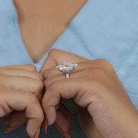 Oval Cut Hidden Halo Accent Diamond Eternity Ring