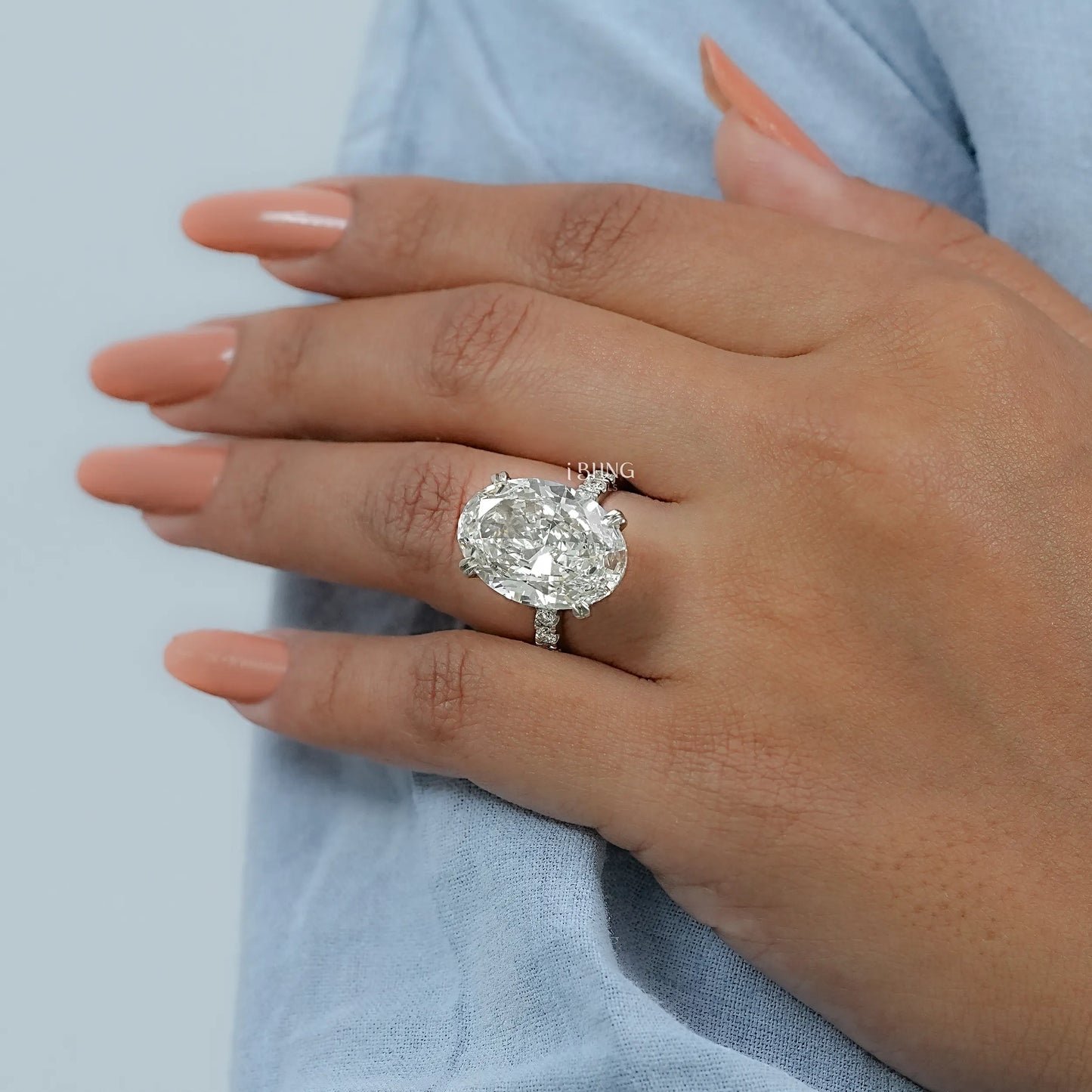 Oval Cut Hidden Halo Accent Diamond Eternity Ring Solitaire Accent Ring