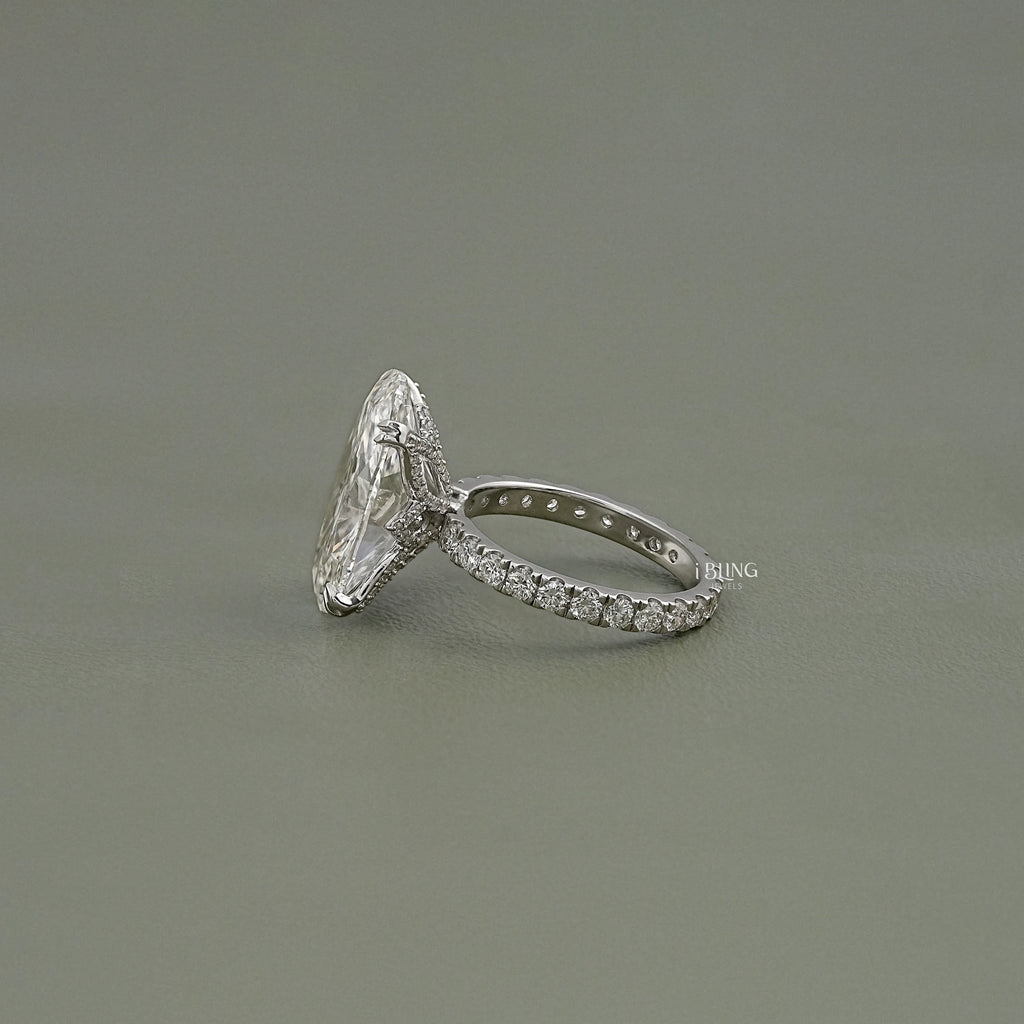 Oval Cut Hidden Halo Accent Diamond Eternity Ring
