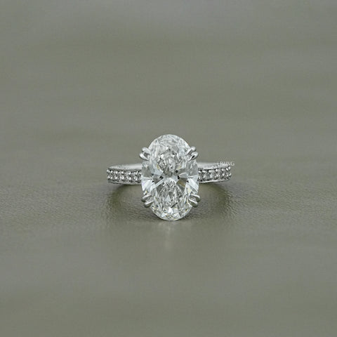Oval Cut Hidden Halo Pavé Eternity Ring