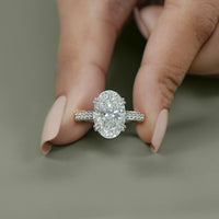 Oval Cut Hidden Halo Pavé Eternity Ring