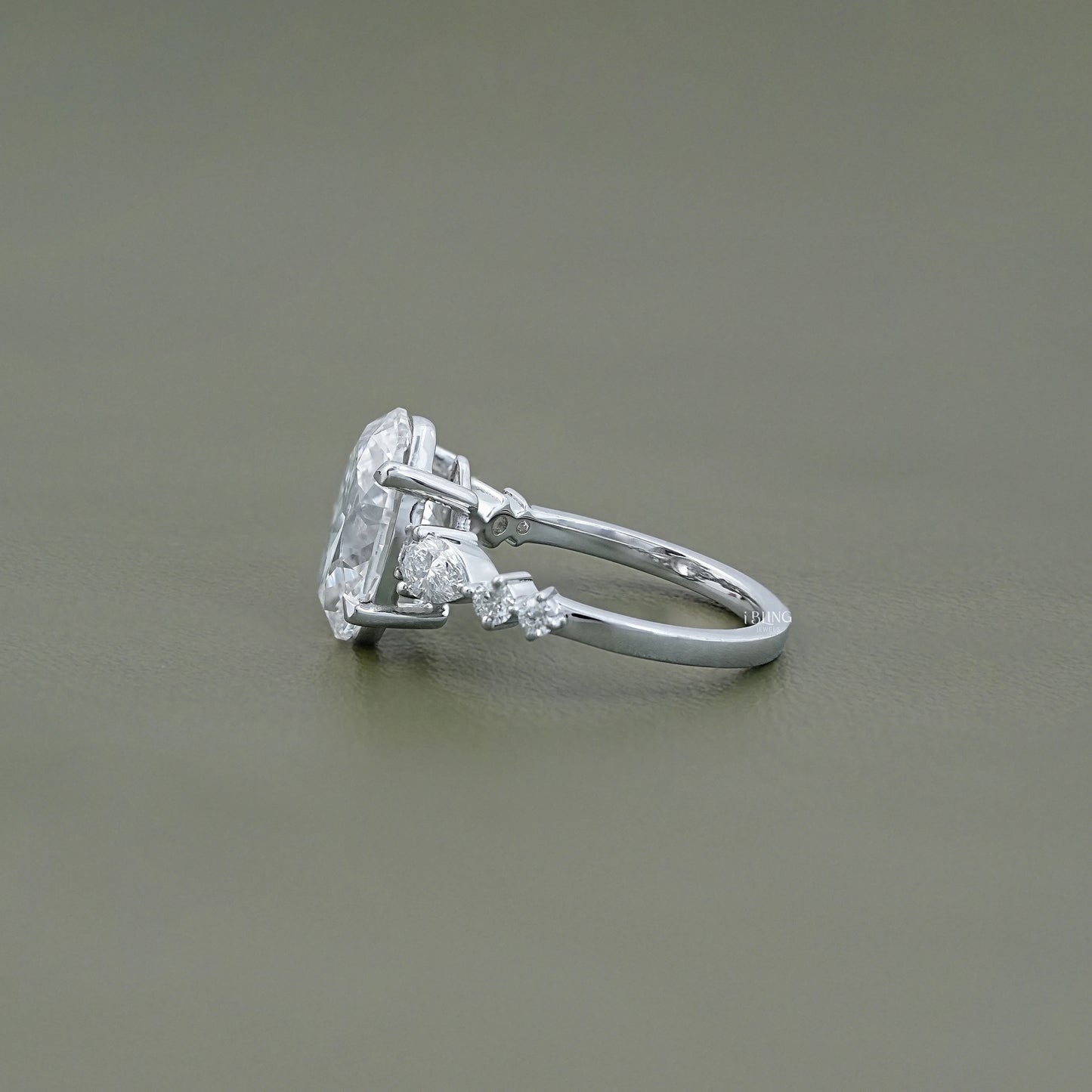 Oval Cut Lab Diamond Solitaire Accent Engagement Ring Solitaire Accent Ring