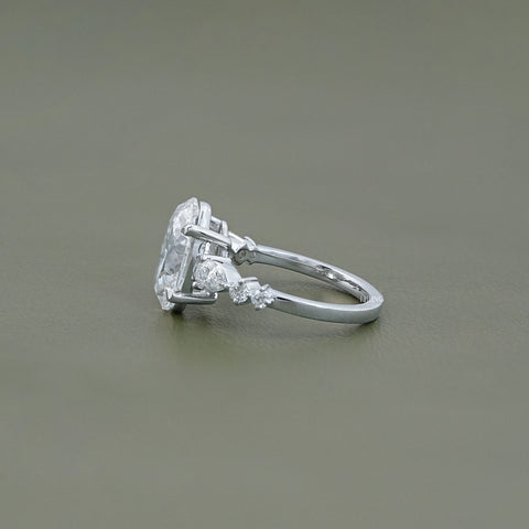 Oval Cut Lab Diamond Solitaire Accent Engagement Ring