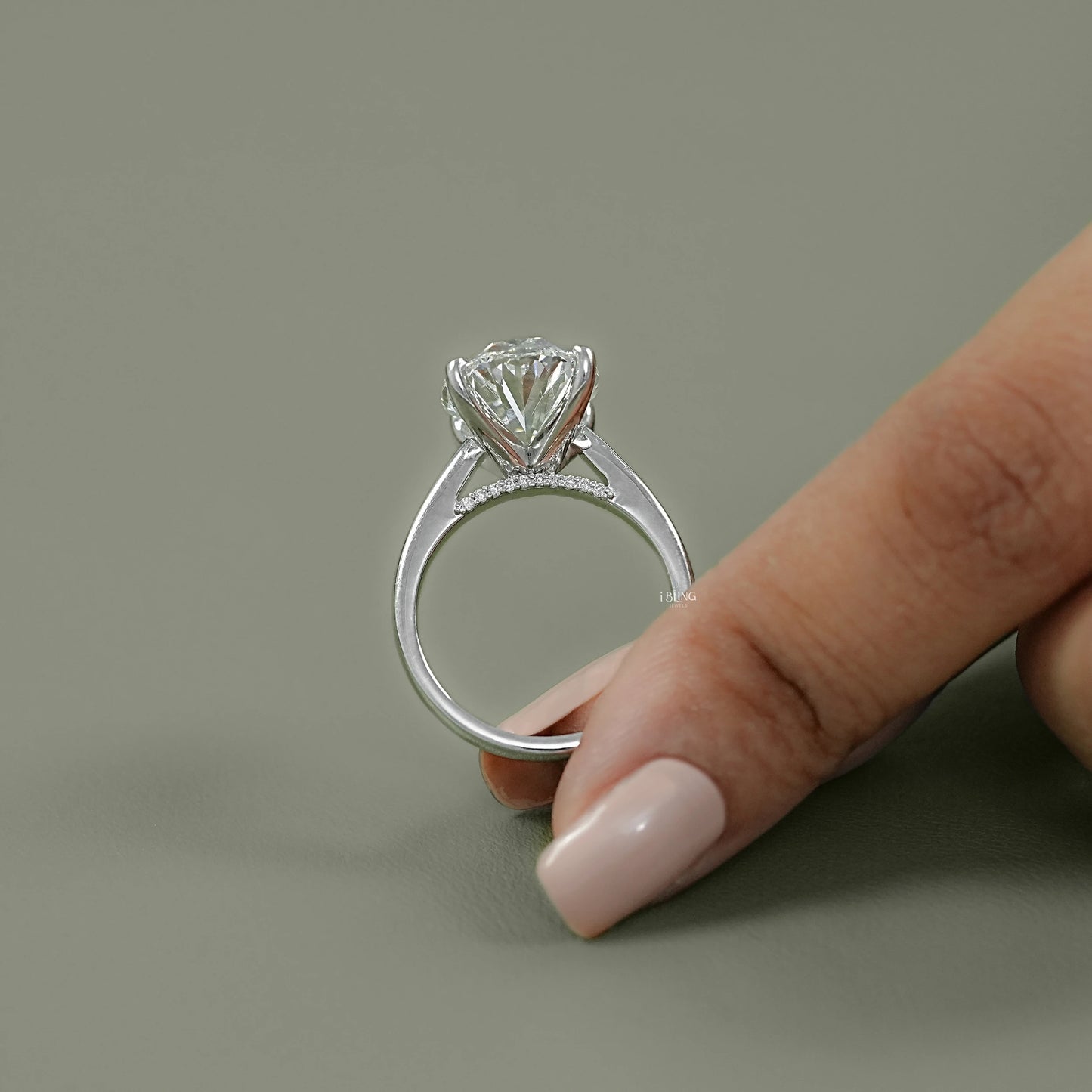 Oval Diamond Bridge Accent Engagement Ring Solitaire Ring