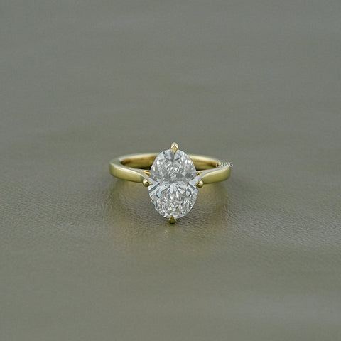 Oval Cut Lab Solitaire Diamond Engagement Ring