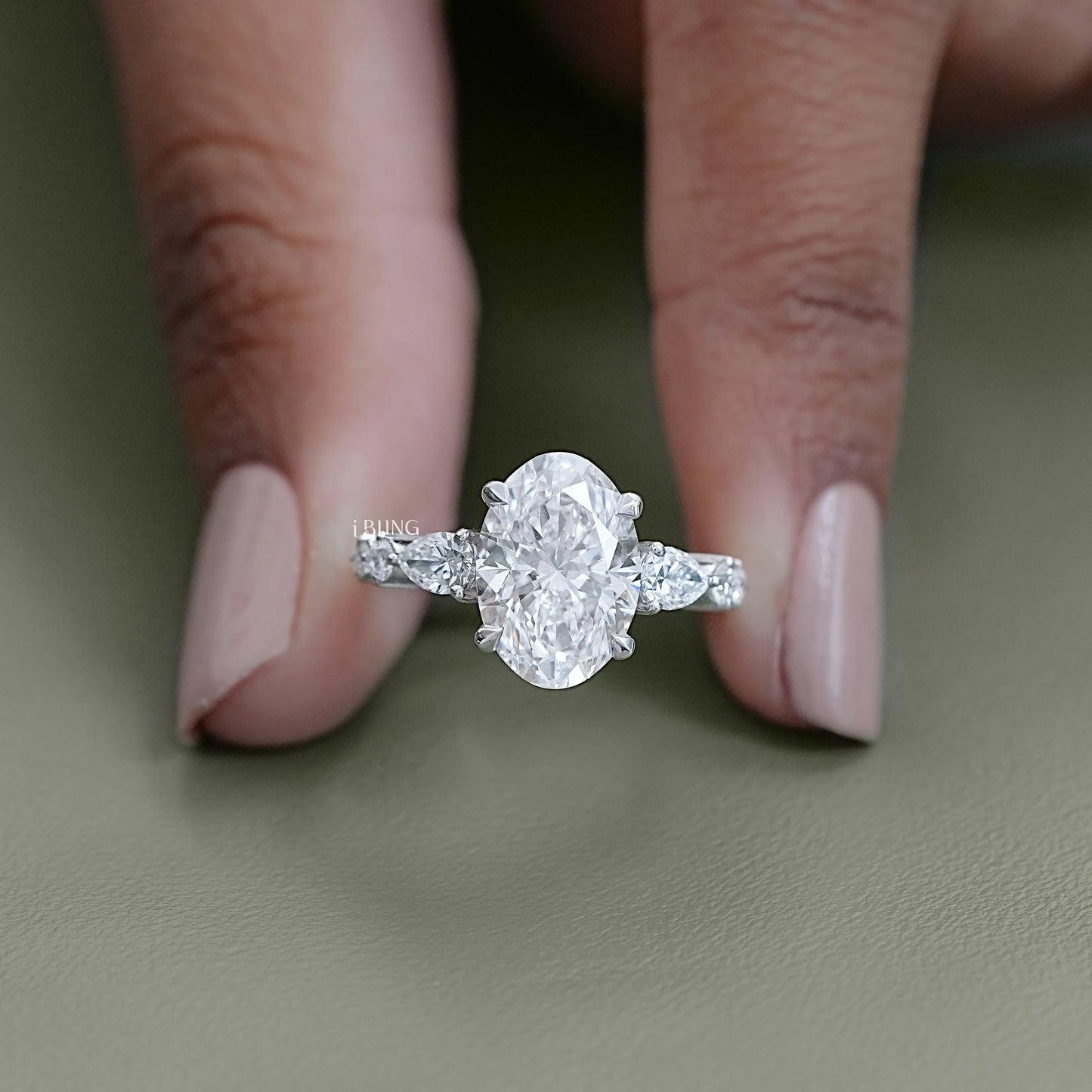 Oval Cut Lab Diamond Solitaire Accent Engagement Ring Solitaire Accent Ring