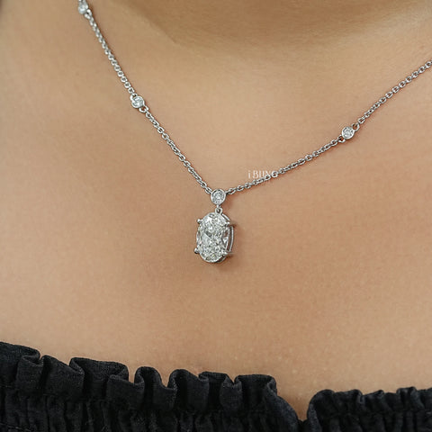 Oval Cut Lab Diamond Station Necklace