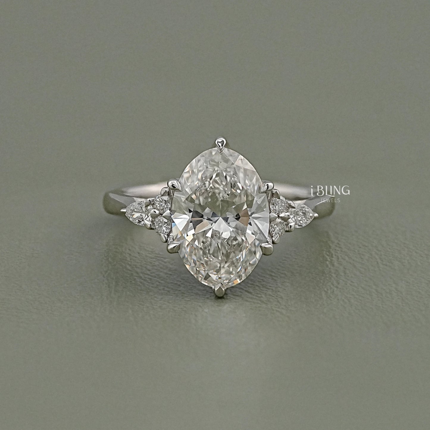 Oval Cut Solitaire Accent Diamond Ring Solitaire Accent Ring
